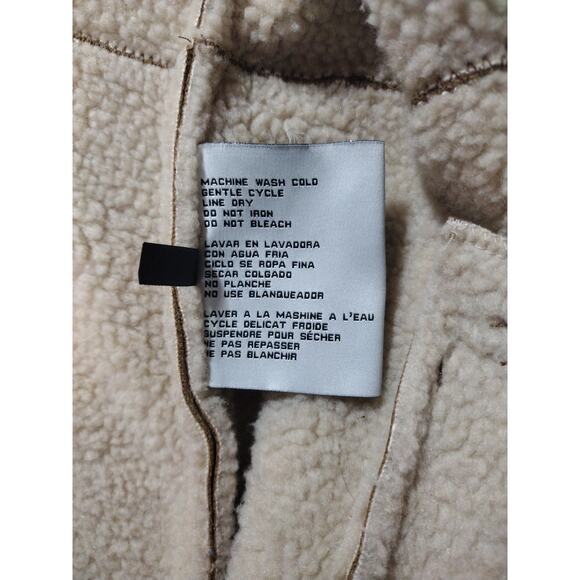 Jessica Simpson Sz L Faux Leather Fur Brown Coat Sherpa Lined Old Money Luxury - Picture 9 of 14